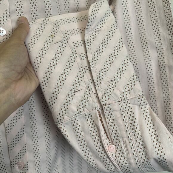 Ted Baker London Flip Cuff Shirt Size 4 (M) Men Pink Stripe Cotton Turkey Mint‎ - Picture 7 of 16